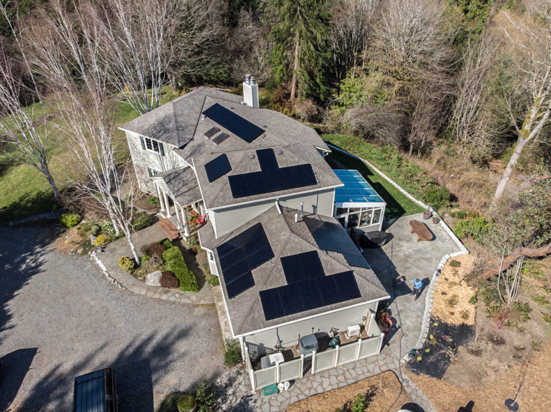 Sunpower PV solar array 11.725 kW on Vashon Island