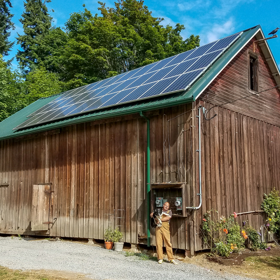 Barn Rooftop-Mounted Solar Panels