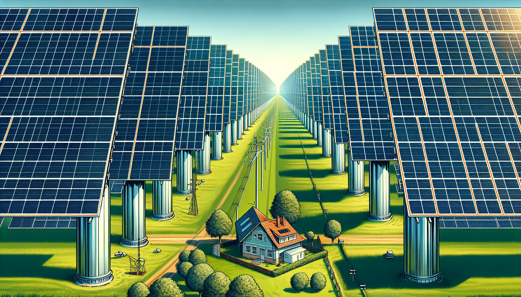 Illustration of large commercial solar panels